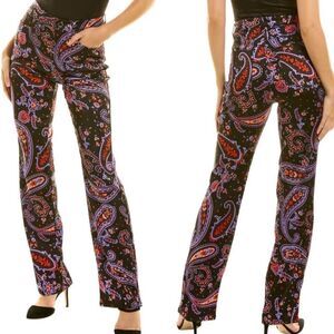 Danielle Bernstein x We Wore What Flare Satin Paisley Pants High Rise Size 32